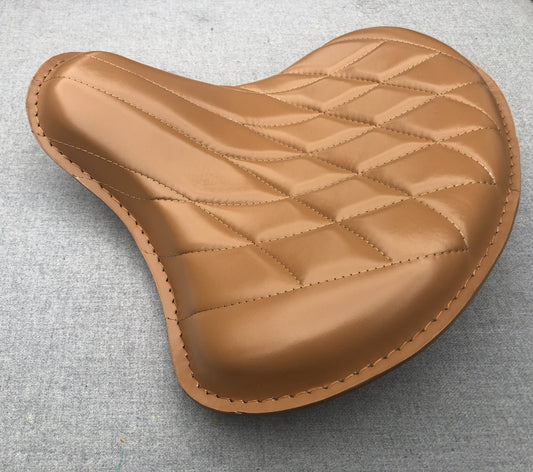 Harley Tractor Style Solo Seat Genuine Tan Leather Honda Bobber Chopper Yamaha