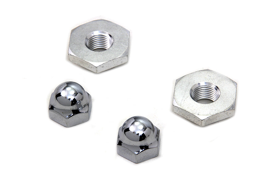 HARLEY Cadmium Acorn Nut and Retainer Kit Fits 1936-1940 EL,   1941-1948 FL,   1936-1957 G,   1937-1