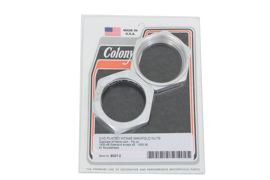 HARLEY Cadmium Manifold Nuts Fits 1937-1948 UL,   1930-1936 VL,   1936-1939 EL,   1932-1936 R,   194