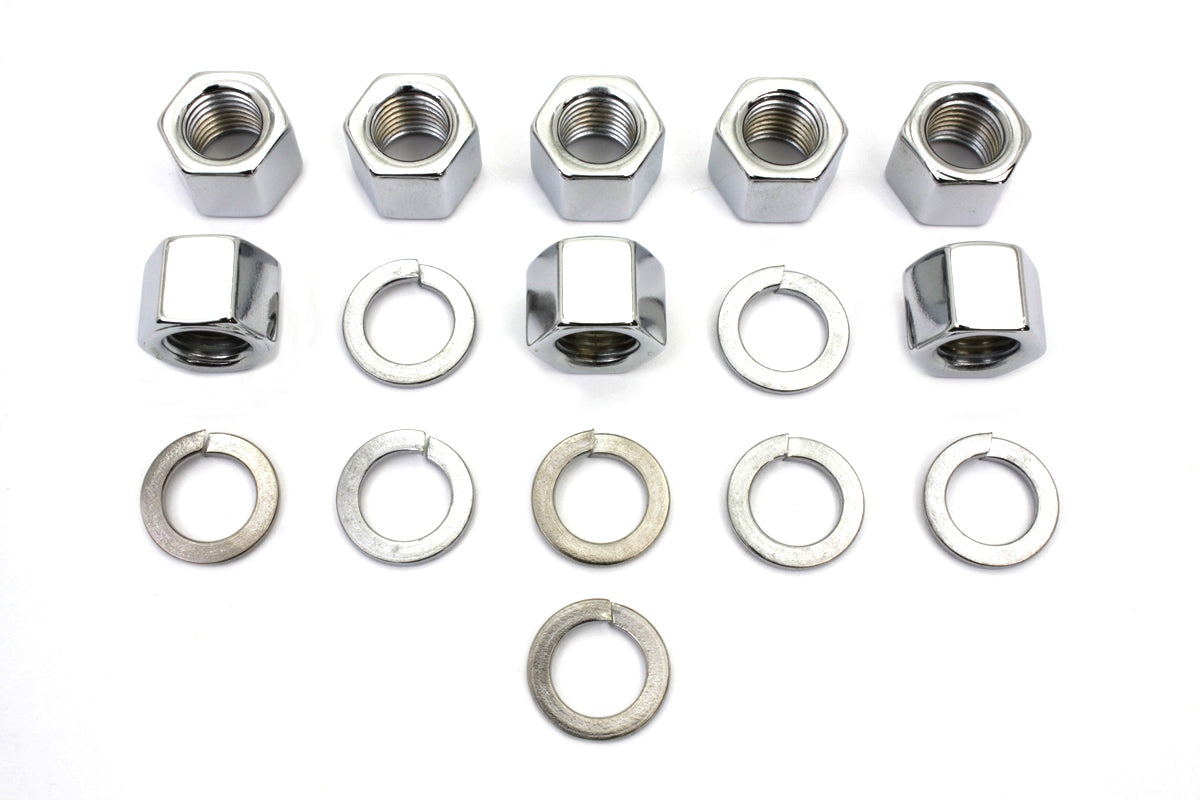HARLEY Chrome Cylinder Base Nuts and Washers Fits 1941-1977 FL,   1971-1977 FX,   1936-1940 EL,