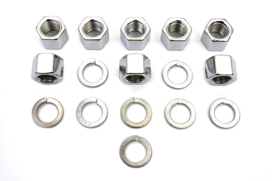 HARLEY Chrome Cylinder Base Nuts and Washers Fits 1941-1977 FL,   1971-1977 FX,   1936-1940 EL,