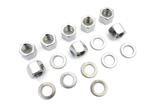 HARLEY Chrome Cylinder Base Nuts and Washers Fits 1941-1977 FL,   1971-1977 FX,   1936-1940 EL,