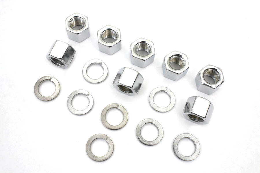 HARLEY Chrome Cylinder Base Nuts and Washers Fits 1941-1977 FL,   1971-1977 FX,   1936-1940 EL,