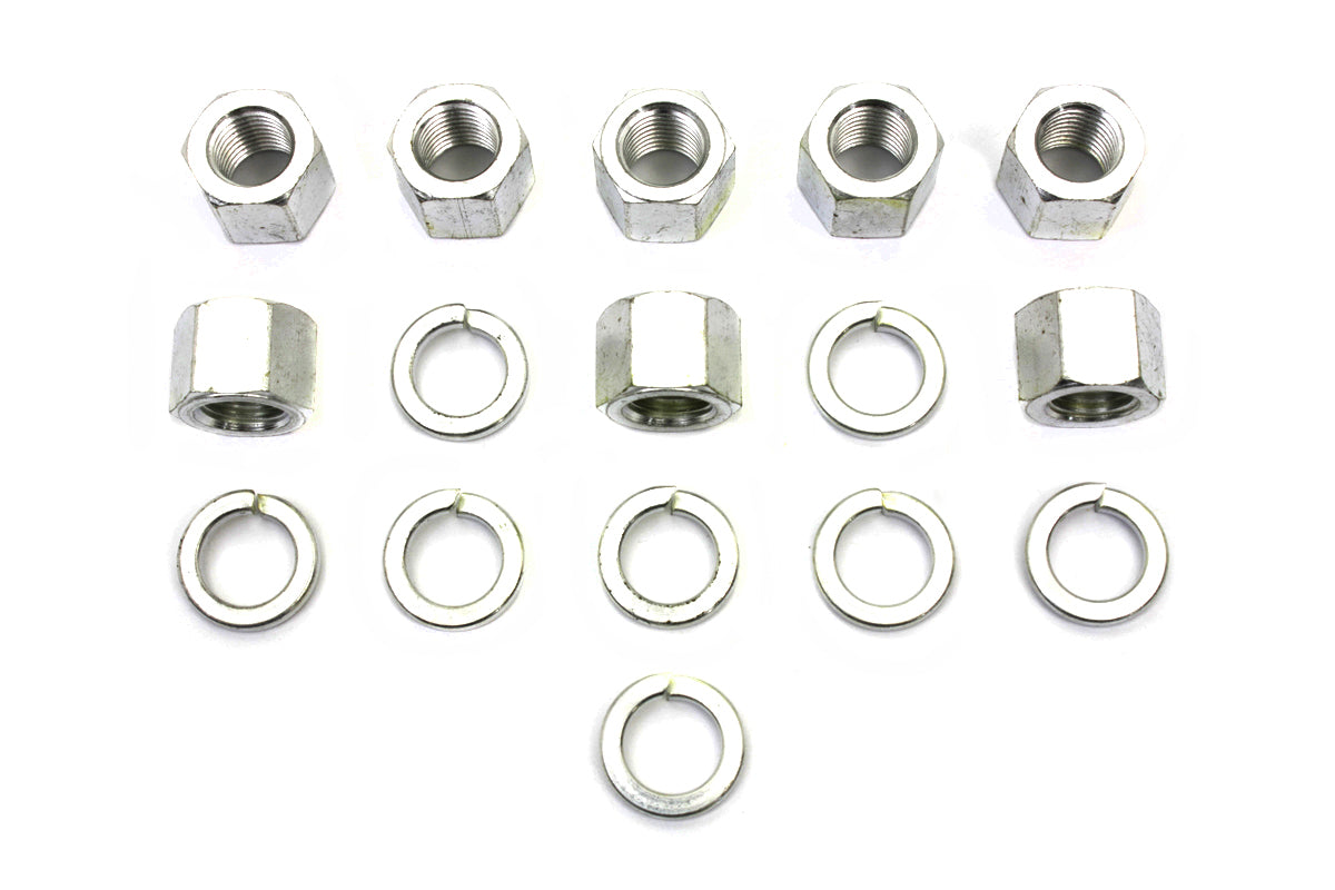 HARLEY Cadmium Cylinder Base Nuts and Washers Fits 1941-1977 FL,   1971-1977 FX,   1936-1940 EL,