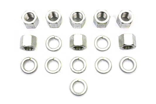 HARLEY Cadmium Cylinder Base Nuts and Washers Fits 1941-1977 FL,   1971-1977 FX,   1936-1940 EL,