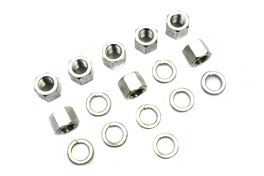 HARLEY Cadmium Cylinder Base Nuts and Washers Fits 1941-1977 FL,   1971-1977 FX,   1936-1940 EL,