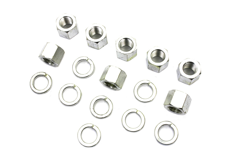 HARLEY Cadmium Cylinder Base Nuts and Washers Fits 1941-1977 FL,   1971-1977 FX,   1936-1940 EL,