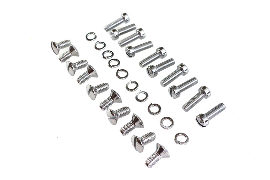 HARLEY Chrome Outer Primary Cover Screw Set Stock Fits 1936-1940 EL,   1941-1964 FL,   1937-1948 UL,