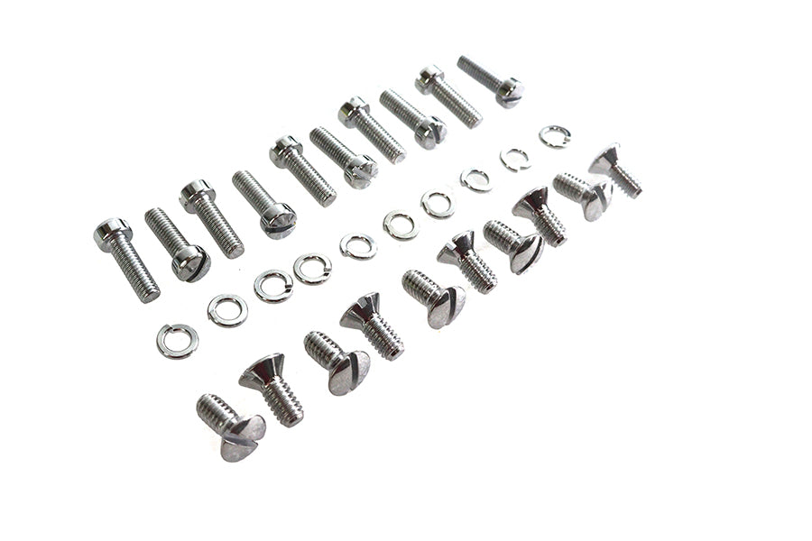 HARLEY Chrome Outer Primary Cover Screw Set Stock Fits 1936-1940 EL,   1941-1964 FL,   1937-1948 UL,