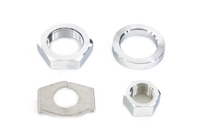HARLEY Chrome Rear Axle Nut and Lock Kit Fits 1936-1940 EL,   1941-1972 FL,   1971-1972 FX,   1937-1