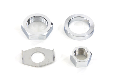HARLEY Chrome Rear Axle Nut and Lock Kit Fits 1936-1940 EL,   1941-1972 FL,   1971-1972 FX,   1937-1