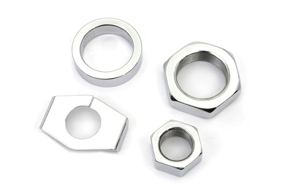 HARLEY Chrome Rear Axle Nut and Lock Kit Fits 1936-1940 EL,   1941-1972 FL,   1971-1972 FX,   1937-1