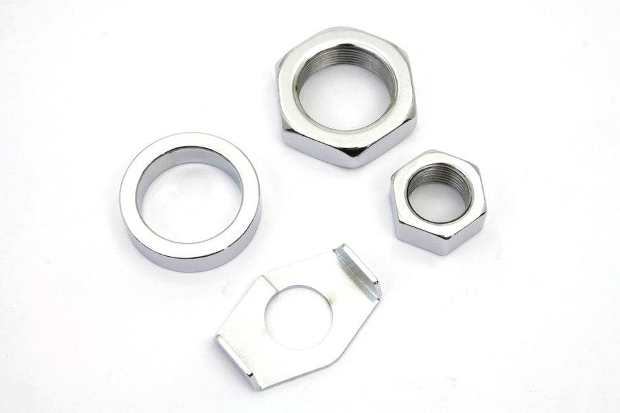 HARLEY Chrome Rear Axle Nut and Lock Kit Fits 1936-1940 EL,   1941-1972 FL,   1971-1972 FX,   1937-1