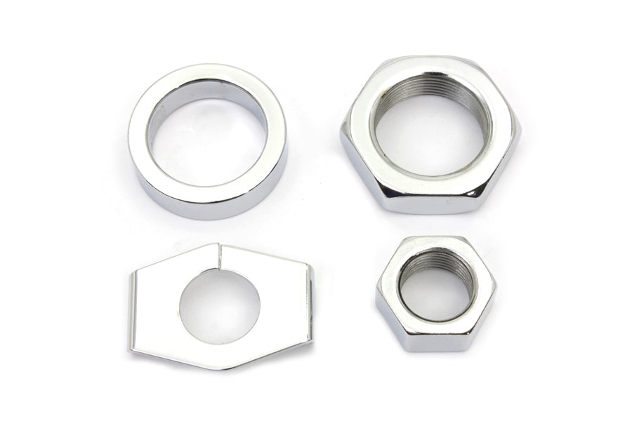 HARLEY Chrome Rear Axle Nut and Lock Kit Fits 1936-1940 EL,   1941-1972 FL,   1971-1972 FX,   1937-1
