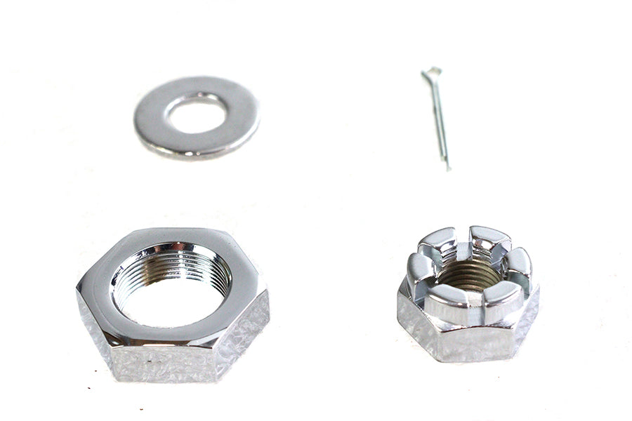 HARLEY Chrome Front Axle Nut Kit Fits 1930-1971 G,   1936-1940 EL,   1937-1948 UL,   1941-1971 FL,