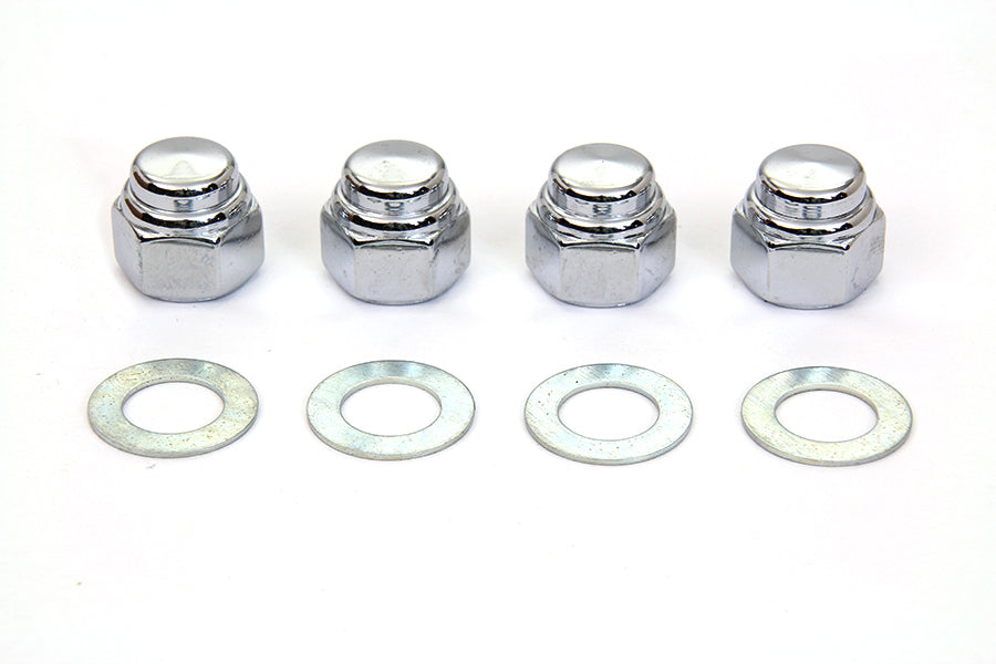 HARLEY Rocker Shaft Chrome End Cap Type Nut with Washers Fits 1966-1984 FL,   1971-1984 FX,   1979-1