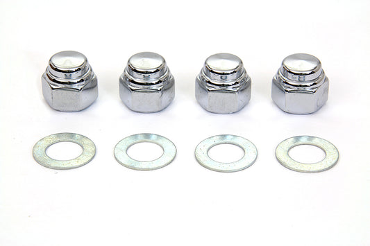 HARLEY Rocker Shaft Chrome End Cap Type Nut with Washers Fits 1966-1984 FL,   1971-1984 FX,   1979-1