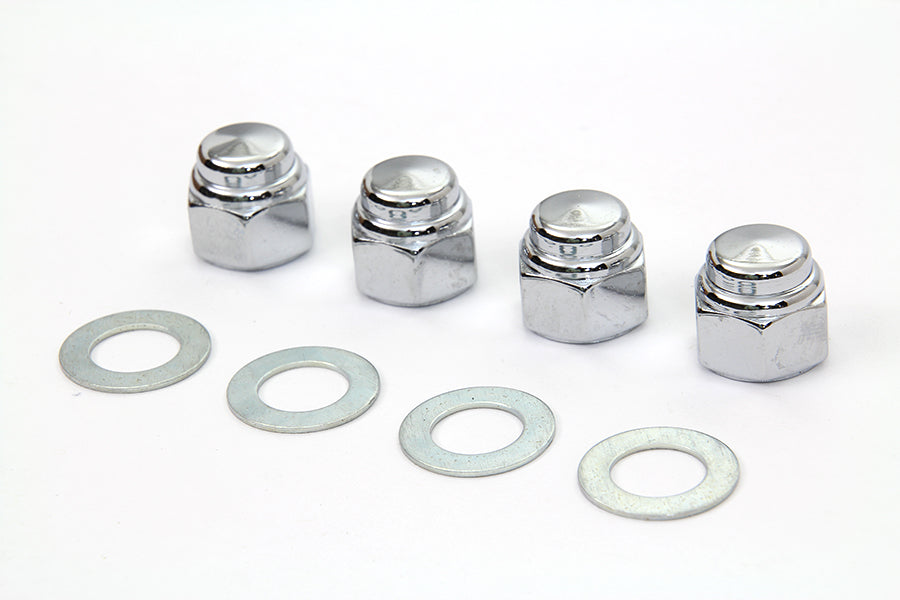 HARLEY Rocker Shaft Chrome End Cap Type Nut with Washers Fits 1966-1984 FL,   1971-1984 FX,   1979-1