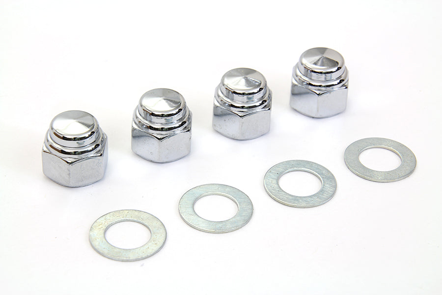 HARLEY Rocker Shaft Chrome End Cap Type Nut with Washers Fits 1966-1984 FL,   1971-1984 FX,   1979-1