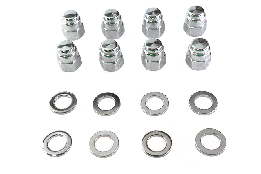 HARLEY Cylinder Base Nut Kit Cap Chrome Fits 1941-1977 FL,   1971-1977 FX,   1936-1940 EL,