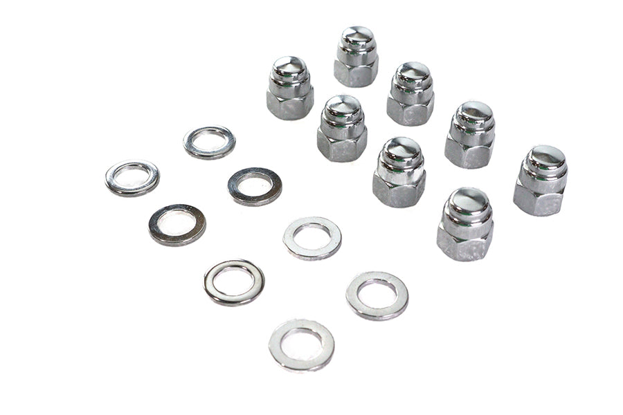 HARLEY Cylinder Base Nut Kit Cap Chrome Fits 1941-1977 FL,   1971-1977 FX,   1936-1940 EL,