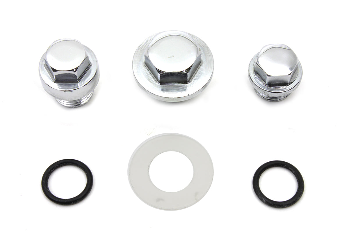 HARLEY Oil Pump Screen Relief Plug Set Chrome Fits 1970-1980 FL,   1971-1980 FX,