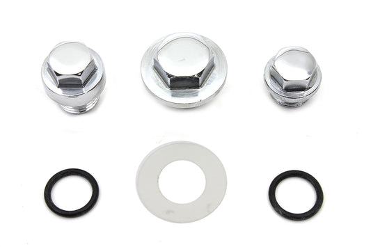 HARLEY Oil Pump Screen Relief Plug Set Chrome Fits 1970-1980 FL,   1971-1980 FX,