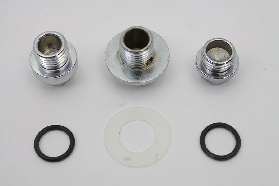 HARLEY Oil Pump Screen Relief Plug Set Chrome Fits 1970-1980 FL,   1971-1980 FX,