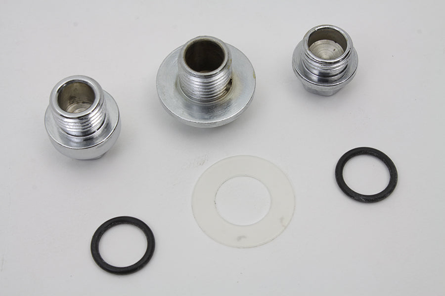 HARLEY Oil Pump Screen Relief Plug Set Chrome Fits 1970-1980 FL,   1971-1980 FX,