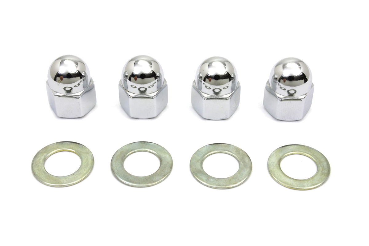 HARLEY Rocker Arm Shaft Chrome Acorn Nut and Washer Fits 1966-1984 FL,   1971-1984 FX,   1979-1983 F