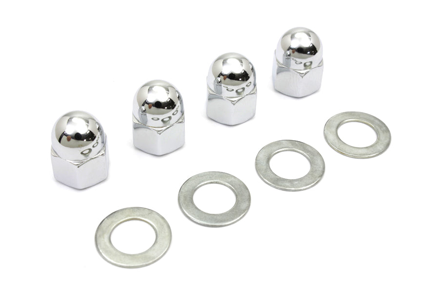 HARLEY Rocker Arm Shaft Chrome Acorn Nut and Washer Fits 1966-1984 FL,   1971-1984 FX,   1979-1983 F