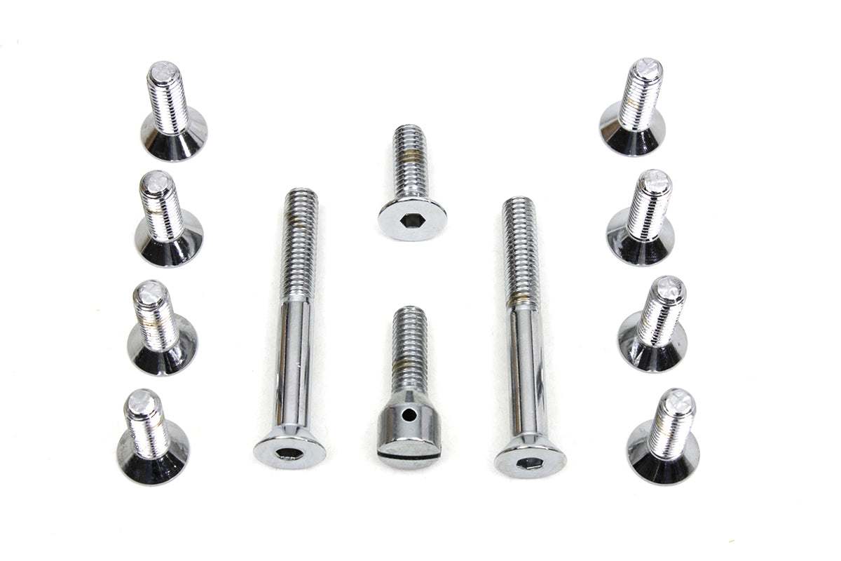 HARLEY Transmission Top Cover Screw Kit Chrome Fits 1965-1978 FL,   1971-1978 FX,