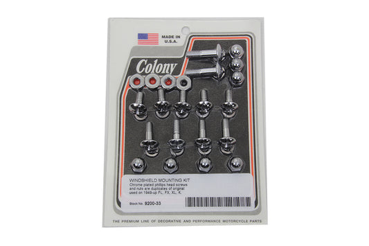HARLEY Windshield Mounting Screw Set Chrome Fits 1949-UP FL,   1949-UP FX,