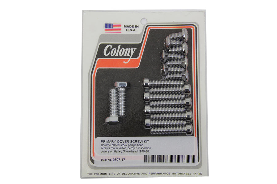HARLEY Primary Cover Screw Kit Chrome Fits 1970-1984 FL, 4-speed 1971-1984 FX,