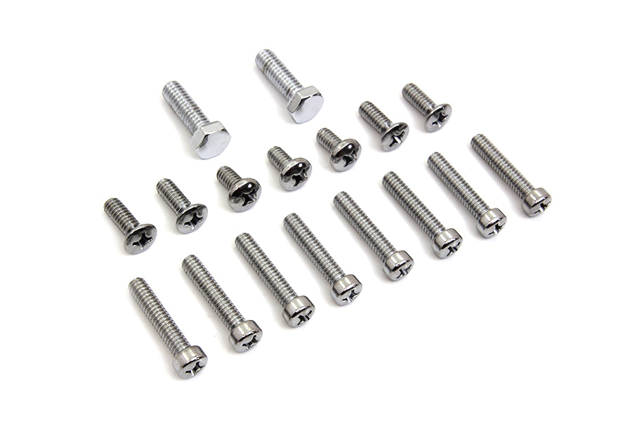 HARLEY Primary Cover Screw Kit Chrome Fits 1970-1984 FL, 4-speed 1971-1984 FX,