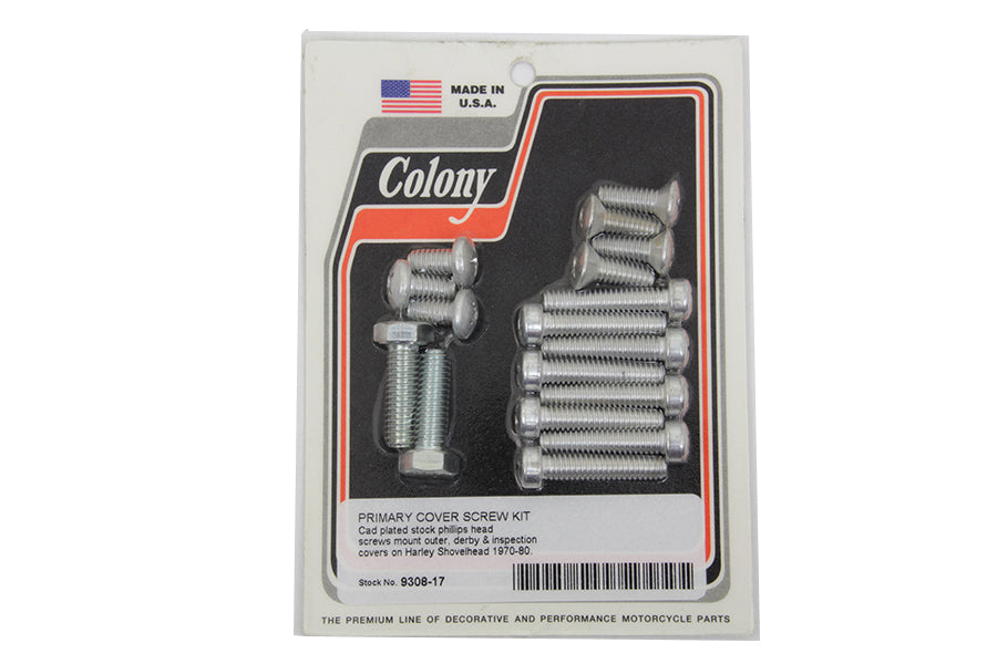 HARLEY Primary Cover Screw Kit Cadmium Fits 1970-1980 FL, 4-speed 1971-1984 FX,