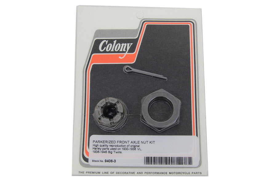 HARLEY Front Axle Nut Kit Parkerized Fits 1936-1940 EL,   1941-1948 FL,