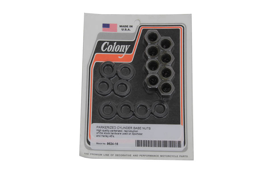 HARLEY Replica Cylinder Base Nut Kit Parkerized Fits 1957-1985 XL,   1929-1952 WL,   1929-1973 G,