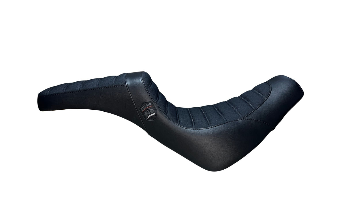 Harley Davidson Softail Street Bob Performance Dual GEL Seat for FXBB/S, Standard FXST Tuk & Roll Stitch (2018-2025) | Champ Customs