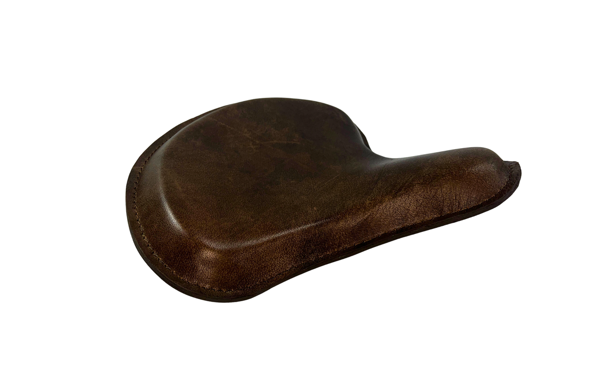 Harley Tractor Style Solo Seat Rustic Brown Genuine Leather Honda Bobber Chopper Yamaha
