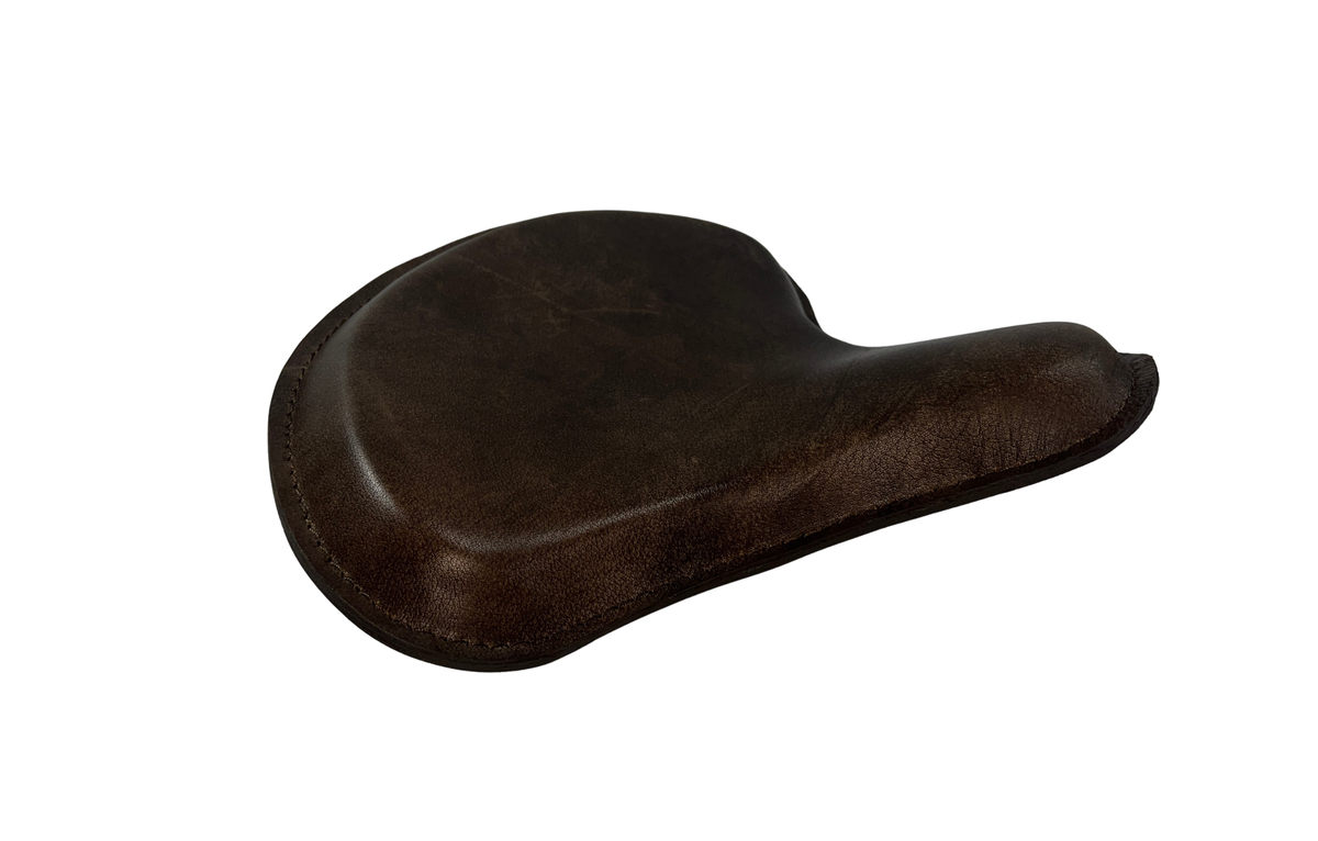 Harley Tractor Style Solo Seat Rustic Brown Genuine Leather Honda Bobber Chopper Yamaha