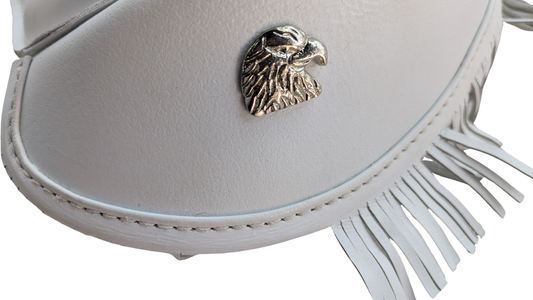 Harley Police Panhead Knucklehead Flathead EL WL ULH Genuine White Leather Fringe Skirt Seat with Frill