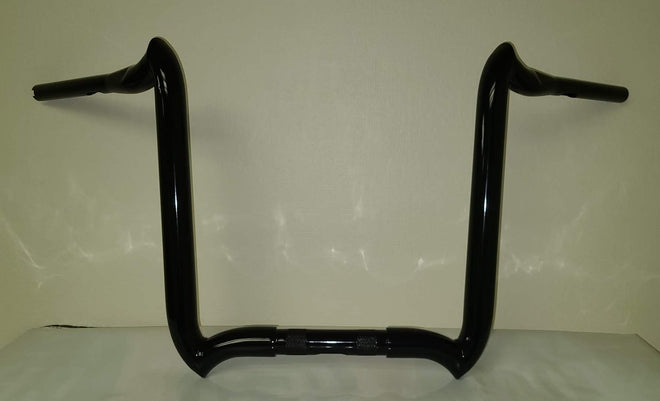 Custom Chrome HARLEY GLOSS BLACK 1 1/2" CROOKS HANDLEBARS 12" W/2 INDENTS