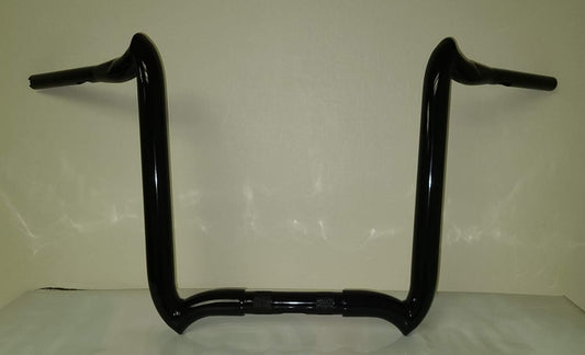 Custom Chrome HARLEY GLOSS BLACK 1 1/2" CROOKS HANDLEBARS 20" W/2 INDENTS